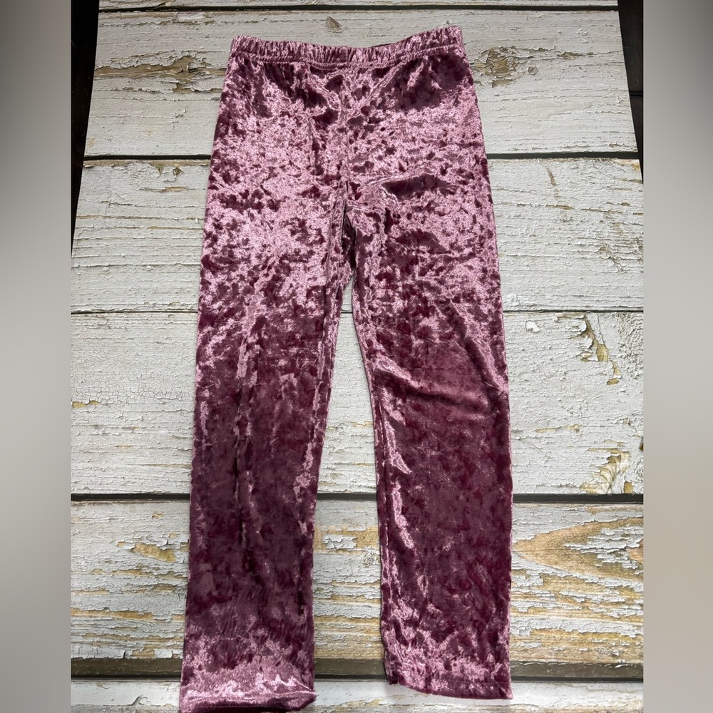 Kids Velvet Textured Pants in Pink